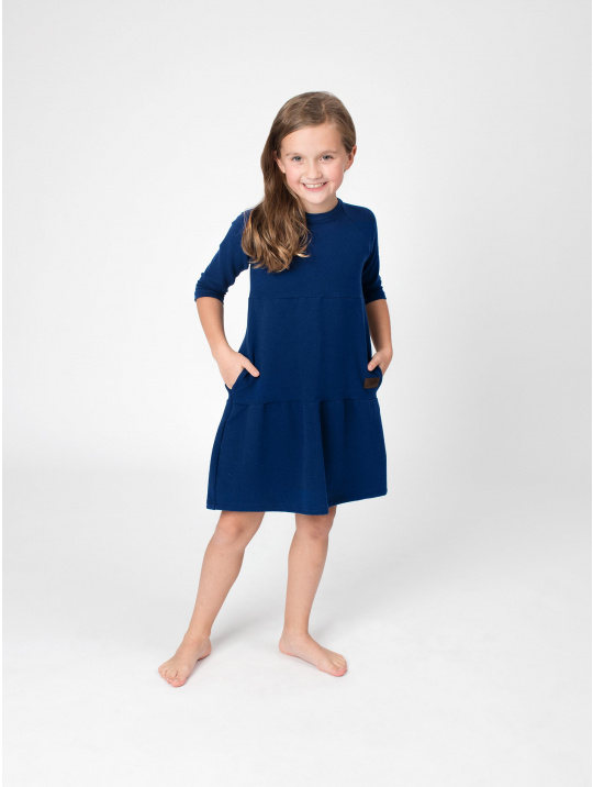 IceDress Drexiss dětské podzimní šaty SOFIE DARK BLUE