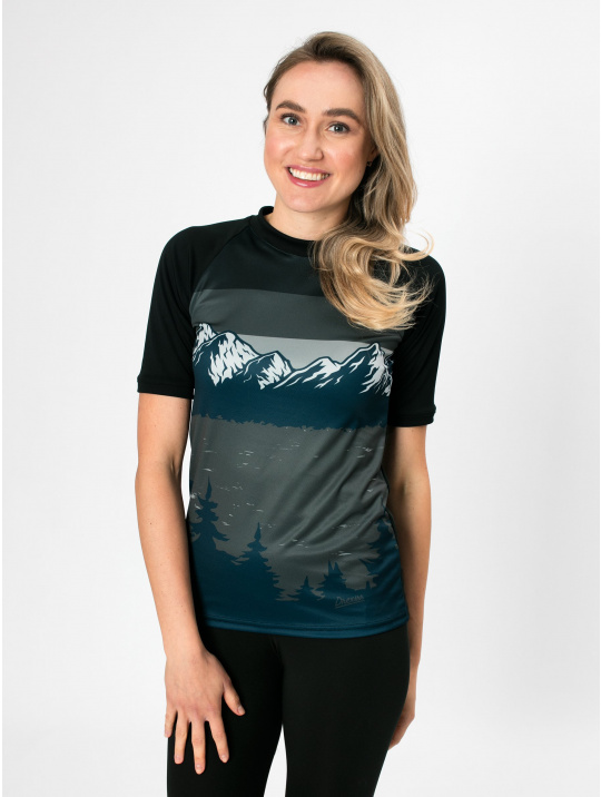 IceDress Drexiss dámské funkční CoolMax tričko MOUNTAINS - GREY krátký rukáv