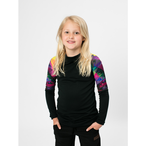  IceDress Drexiss dětské funkční CoolMax triko SHAPES COLOURS - PINK dlouhý rukáv